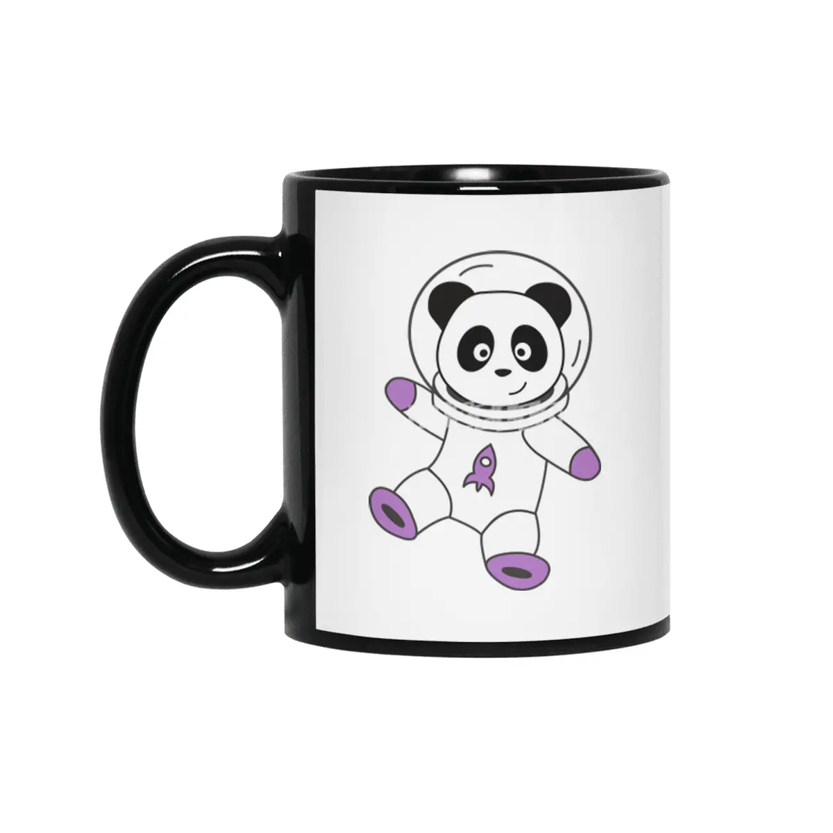 Astronauts Pandas Planet Earth Space Siyah Kupa