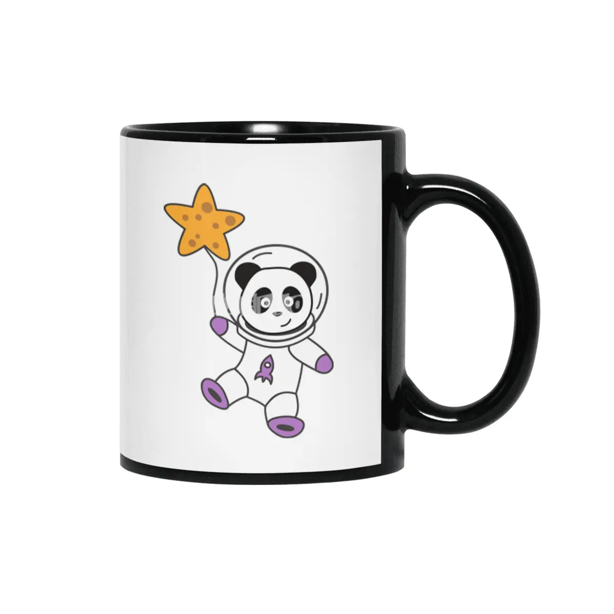 Astronauts Pandas Planet Earth Space Star Siyah Kupa
