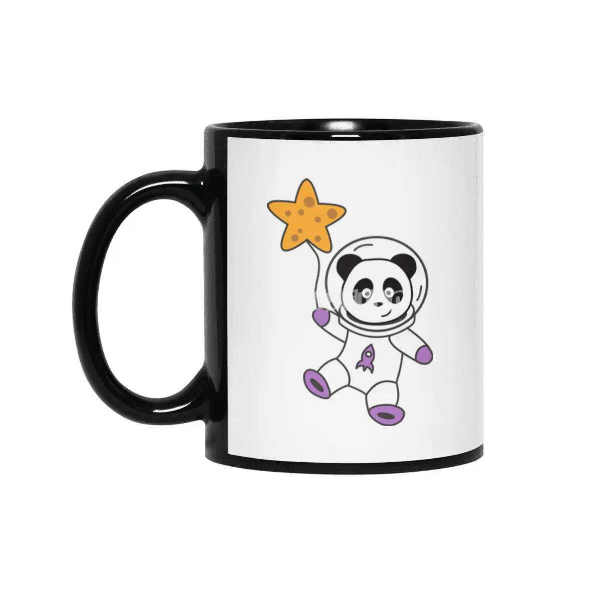 Astronauts Pandas Planet Earth Space Star Siyah Kupa