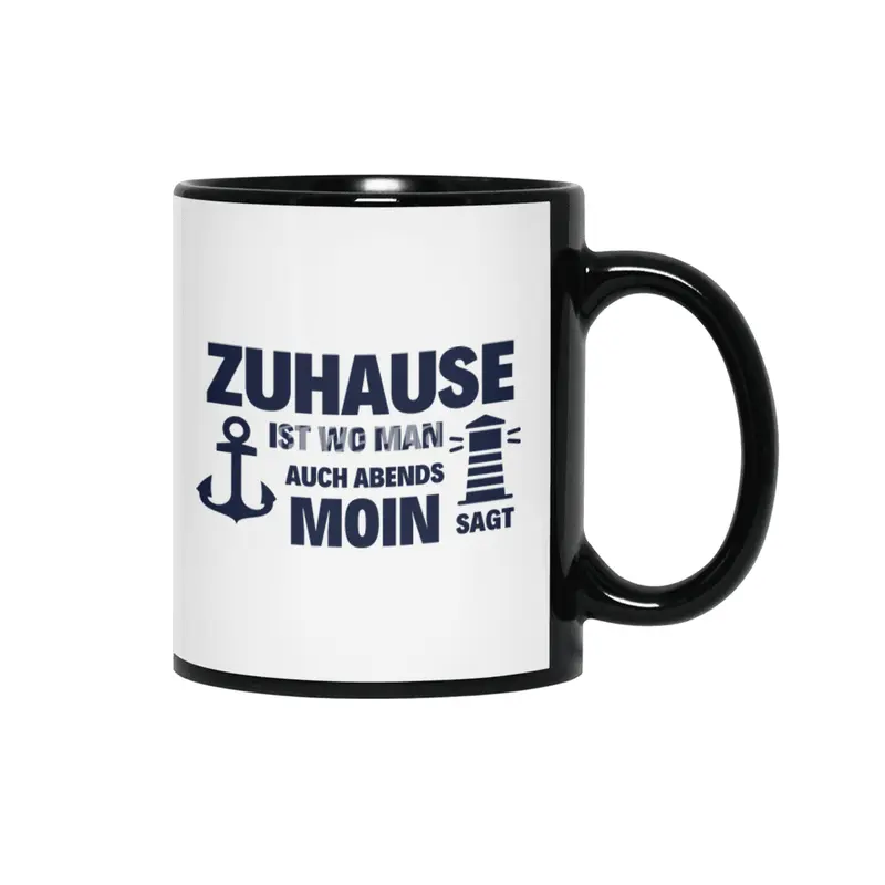 At Home Moin Lighthouse Seagull North Sea Anchor Siyah Kupa