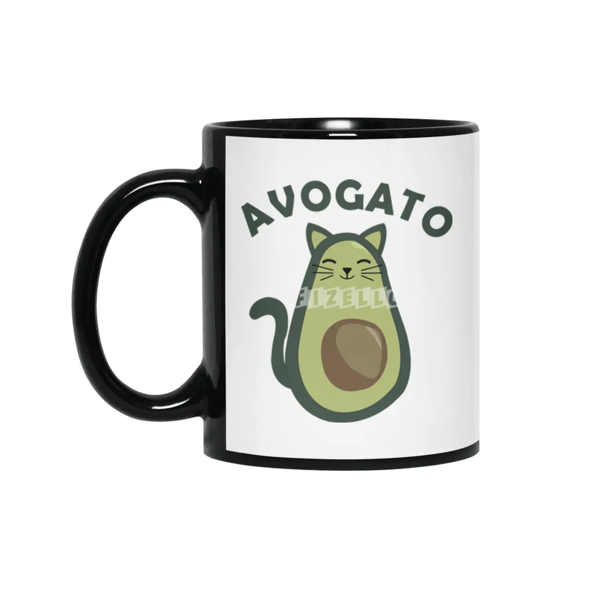 Avogato Avocado Cat Funny Food Green Siyah Kupa