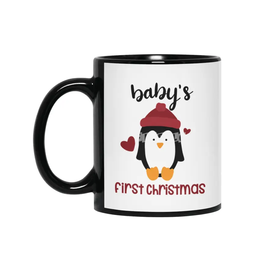 Babies First Christmas Merry Christmas Penguin Siyah Kupa