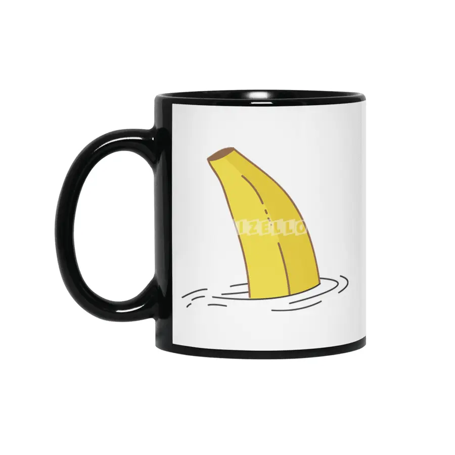 Banana Shark Fin Funny Banana Shark Fish Siyah Kupa