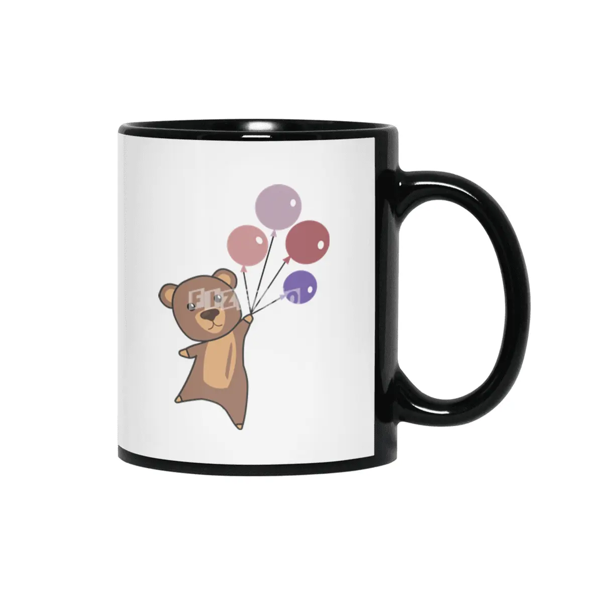 Bear Flies Up With Balloons Cute Animals Siyah Kupa