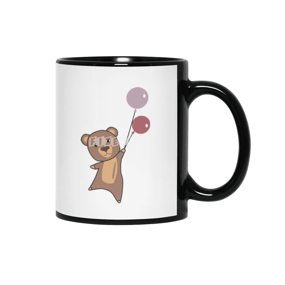 Bear Flies Up With Balloons Cute Animals Siyah Kupa