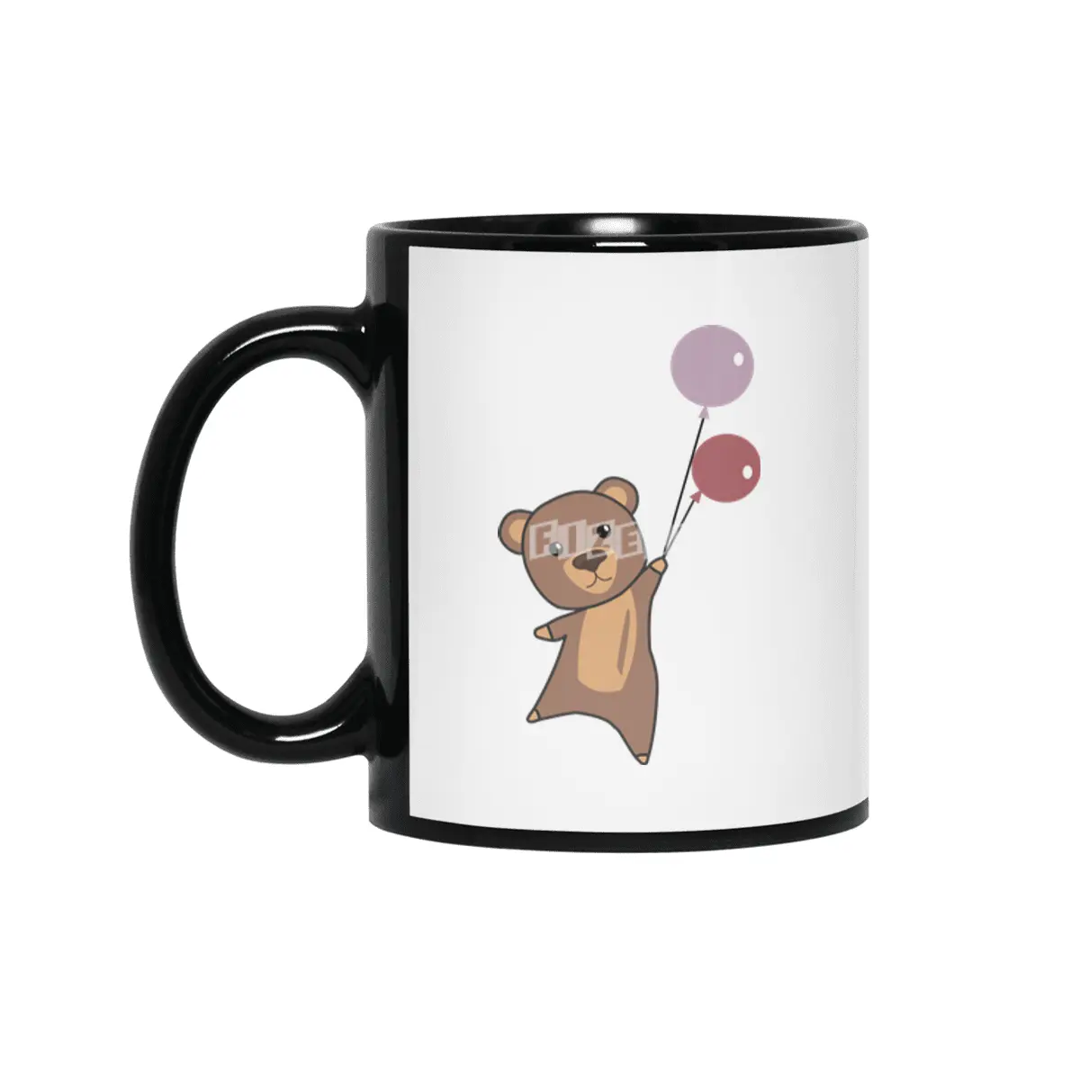 Bear Flies Up With Balloons Cute Animals Siyah Kupa