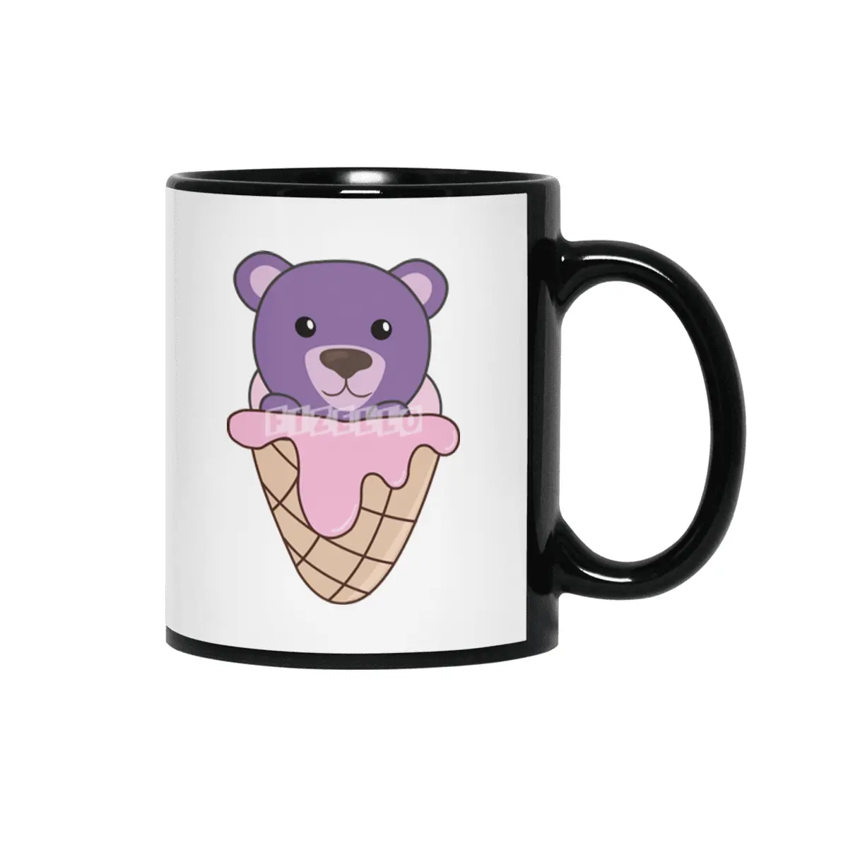 Bear Purple Pink Ice Cream Waffle Sweet Animals Siyah Kupa