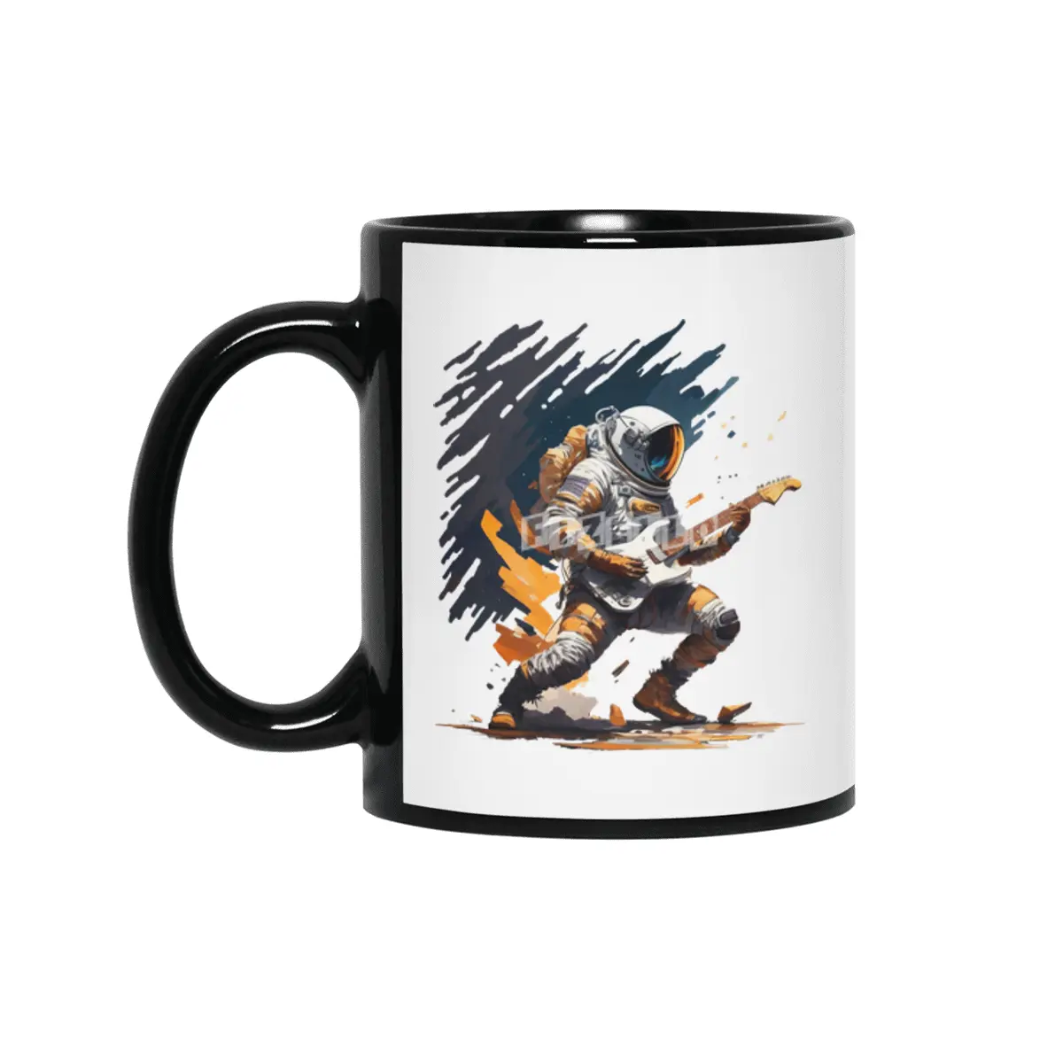 astronaut plays guitar Siyah Kupa
