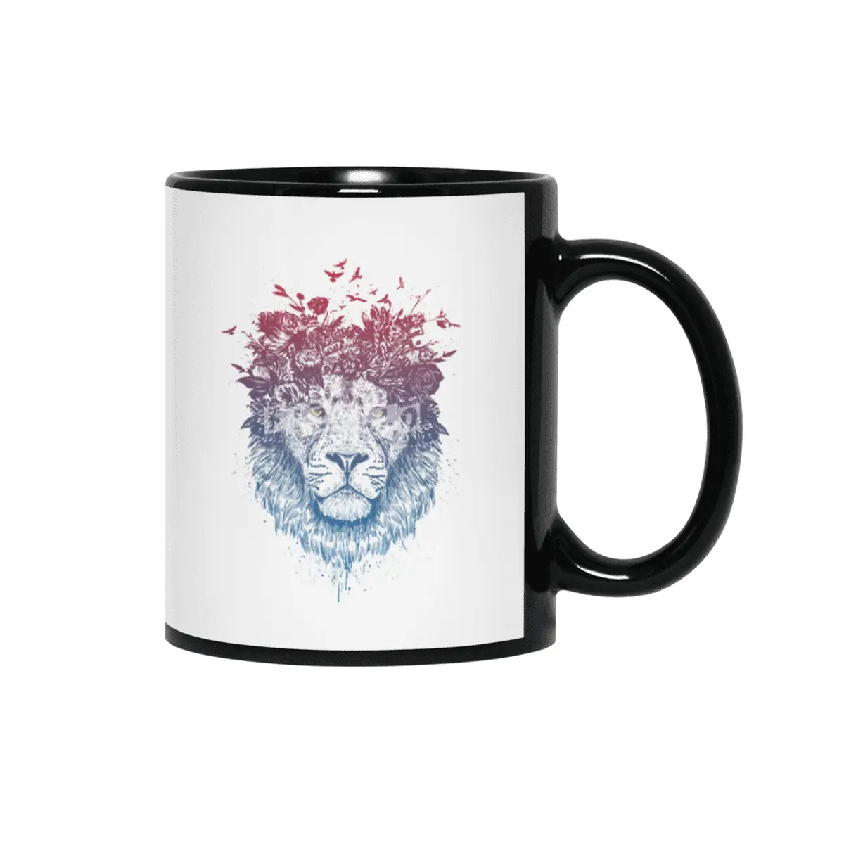 Floral lion Siyah Kupa