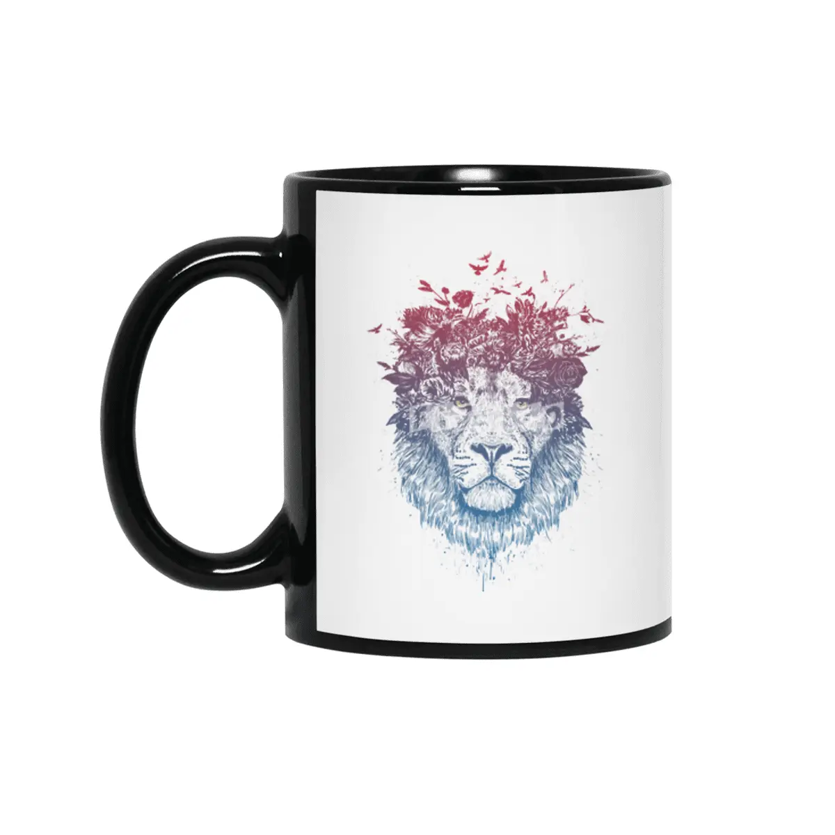 Floral lion Siyah Kupa