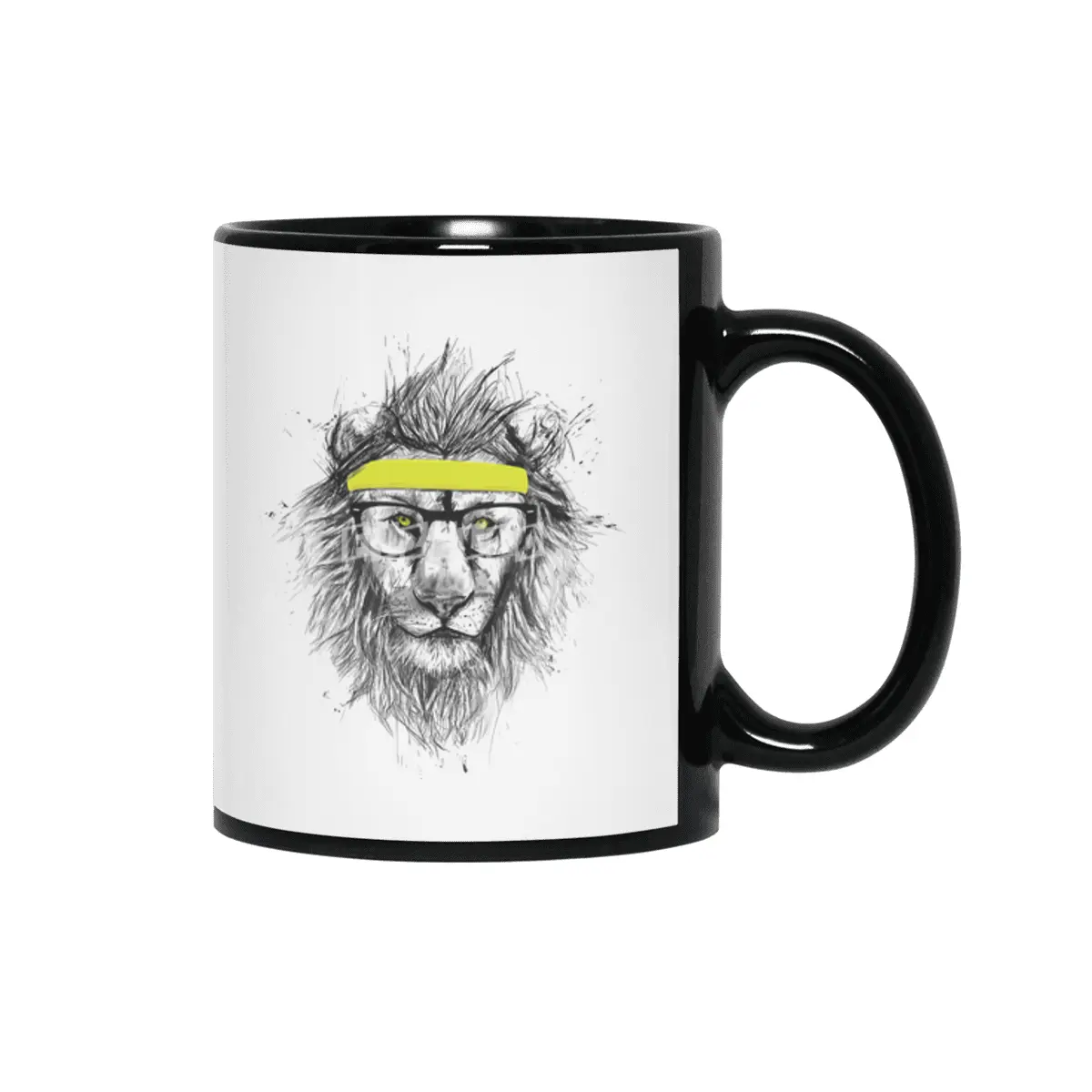 Hipster Lion Siyah Kupa