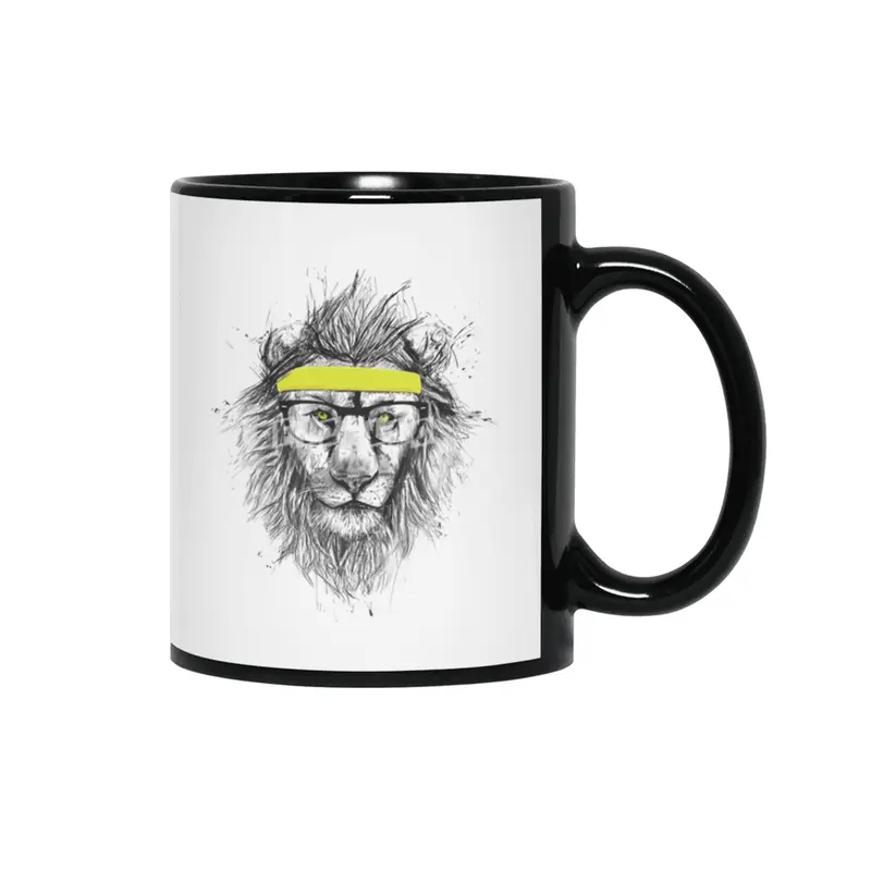 Hipster Lion Siyah Kupa