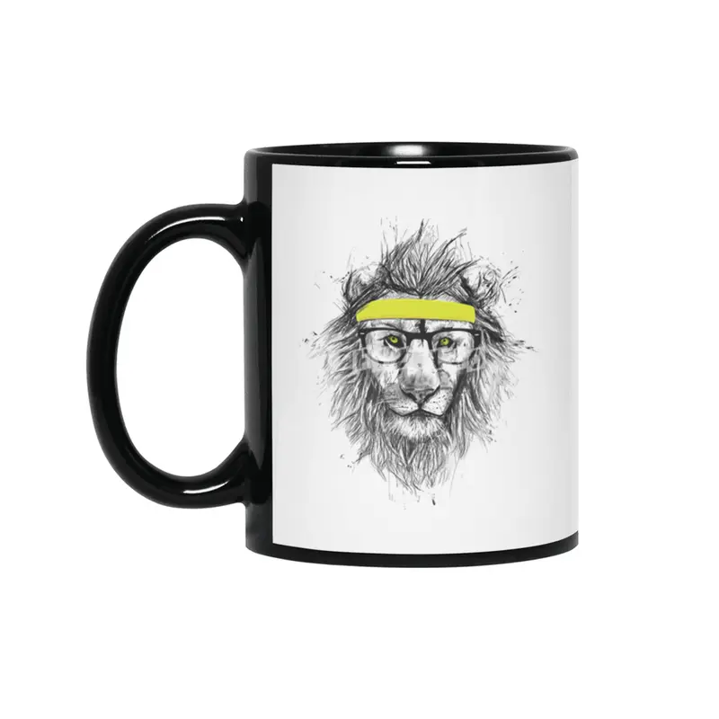 Hipster Lion Siyah Kupa