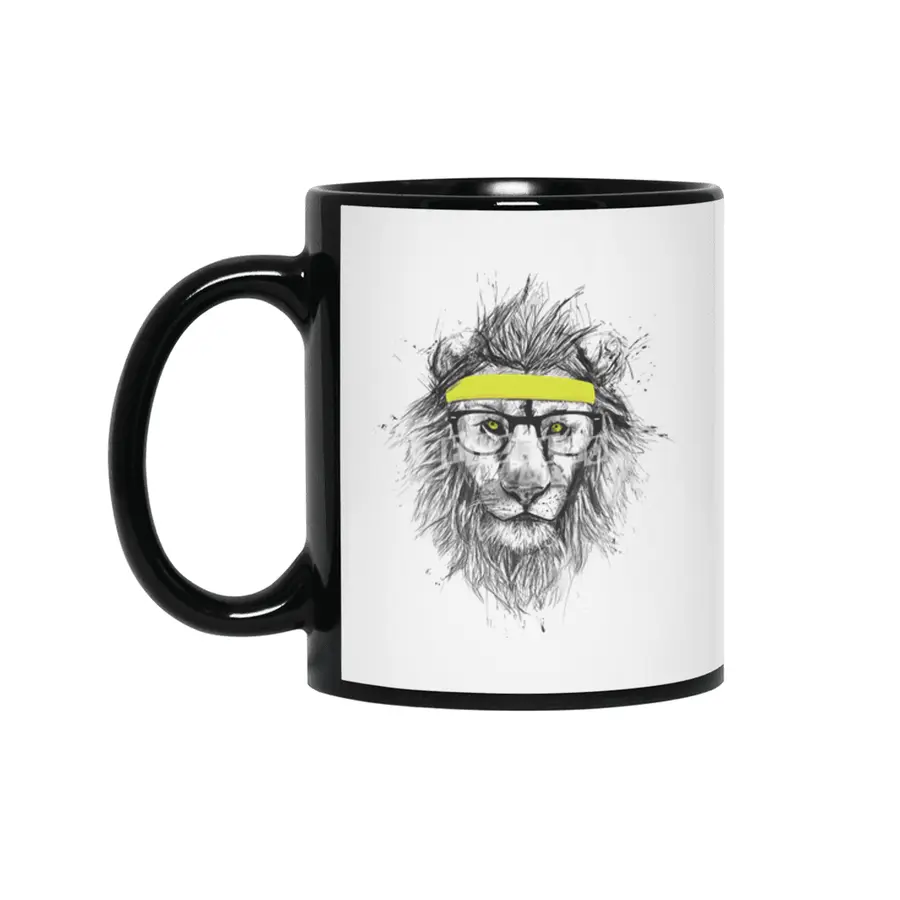 Hipster Lion Siyah Kupa