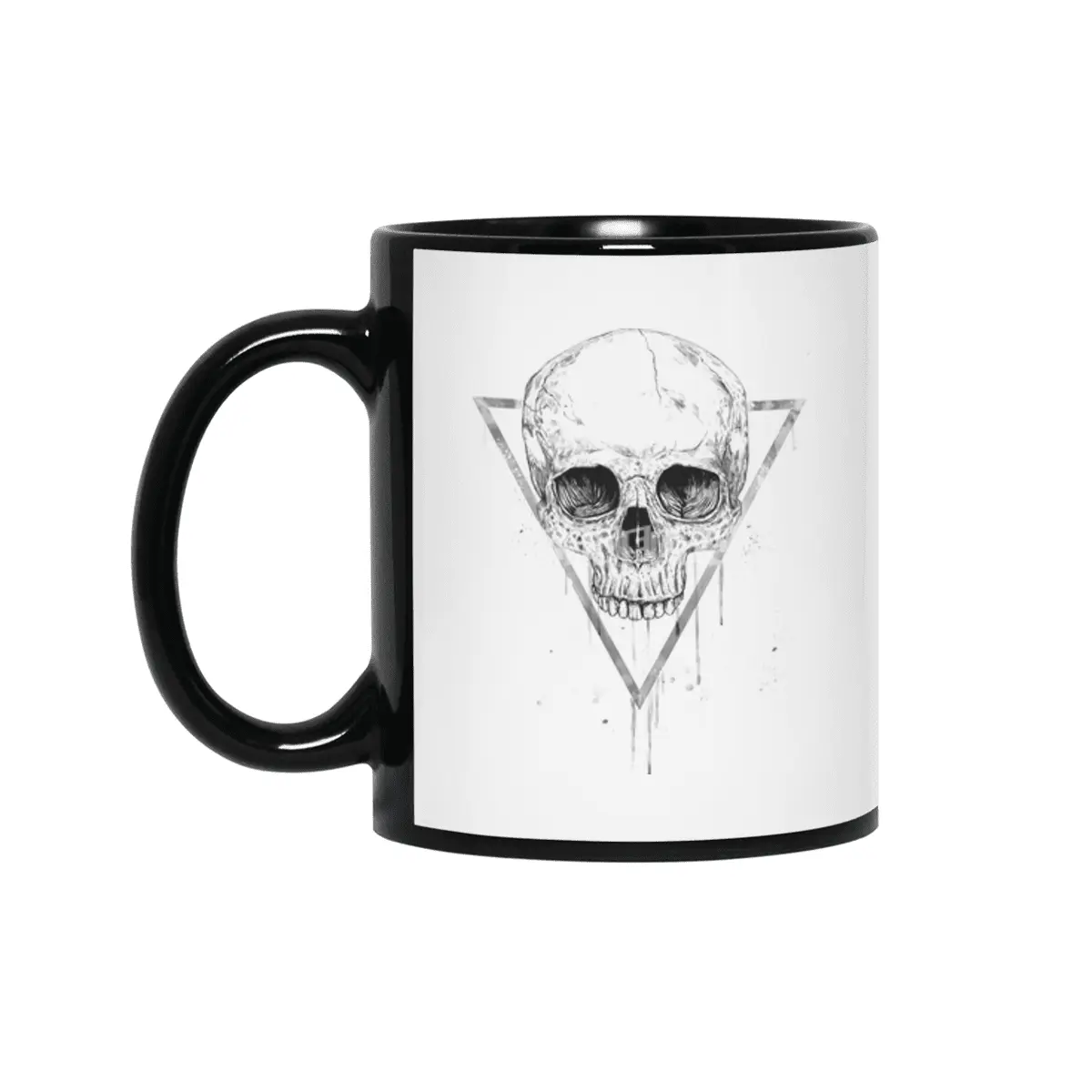 Skull in a triangle (bw) Siyah Kupa