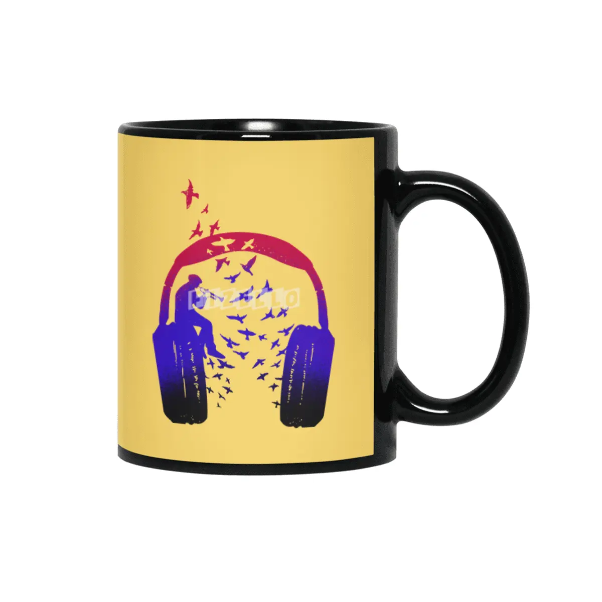 Headphone Music Bugle Siyah Kupa