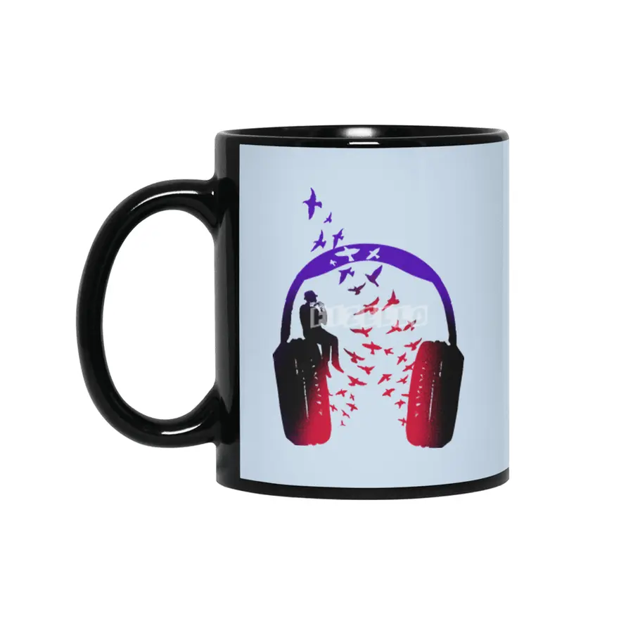 Headphone Music Harmonica Siyah Kupa