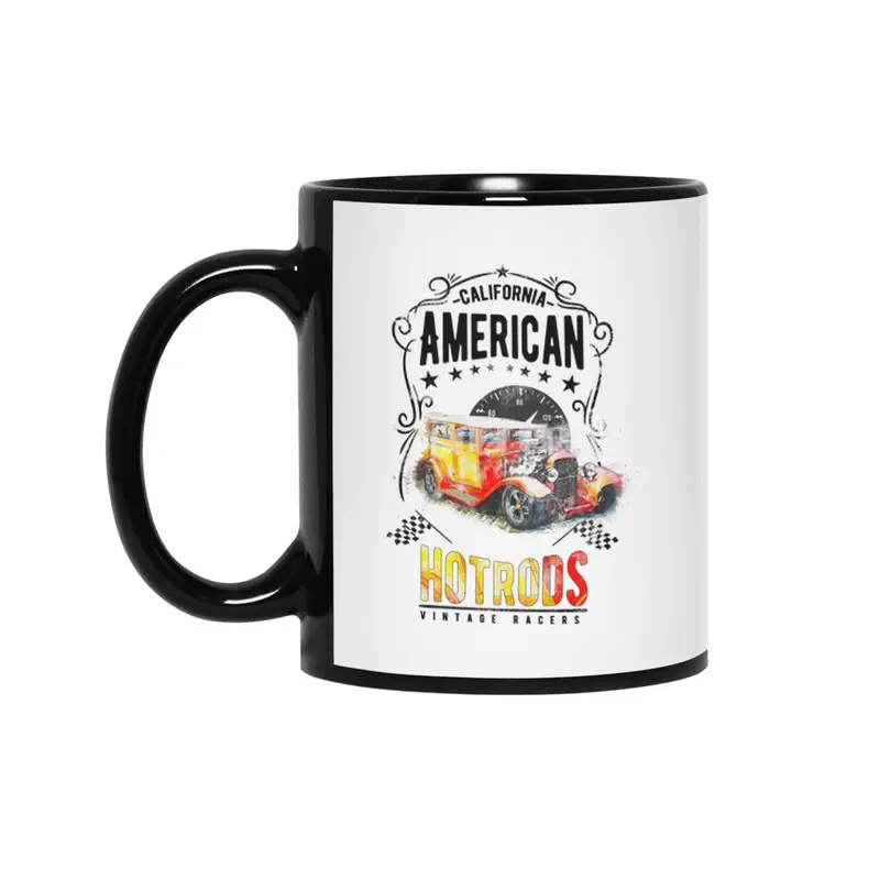 American Hot Rod Hotrod Racing Car Gift Siyah Kupa