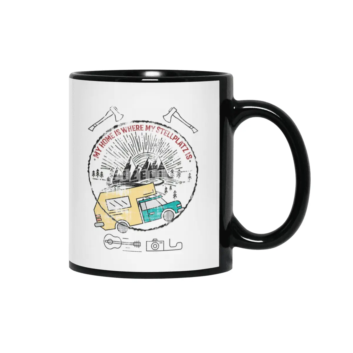 Camping Camper Vacation Motorhome Adventure Gift Siyah Kupa