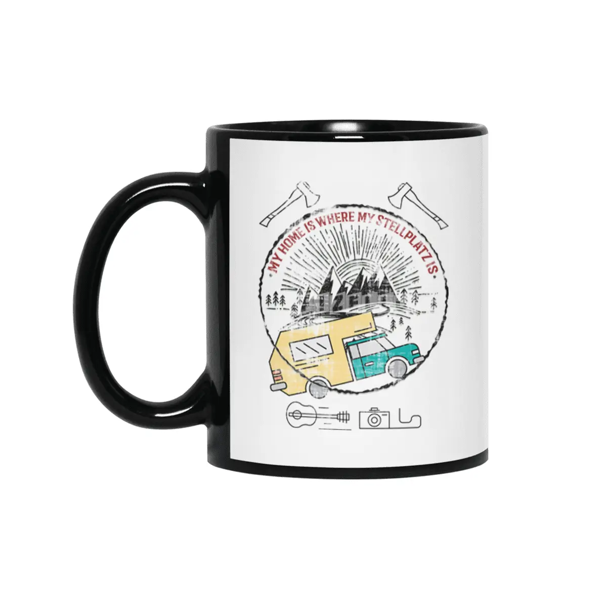 Camping Camper Vacation Motorhome Adventure Gift Siyah Kupa