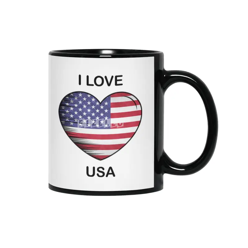 I Love America USA, My Home, My Country Siyah Kupa
