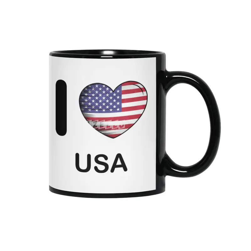 I Love America USA, My Home, My Country Siyah Kupa
