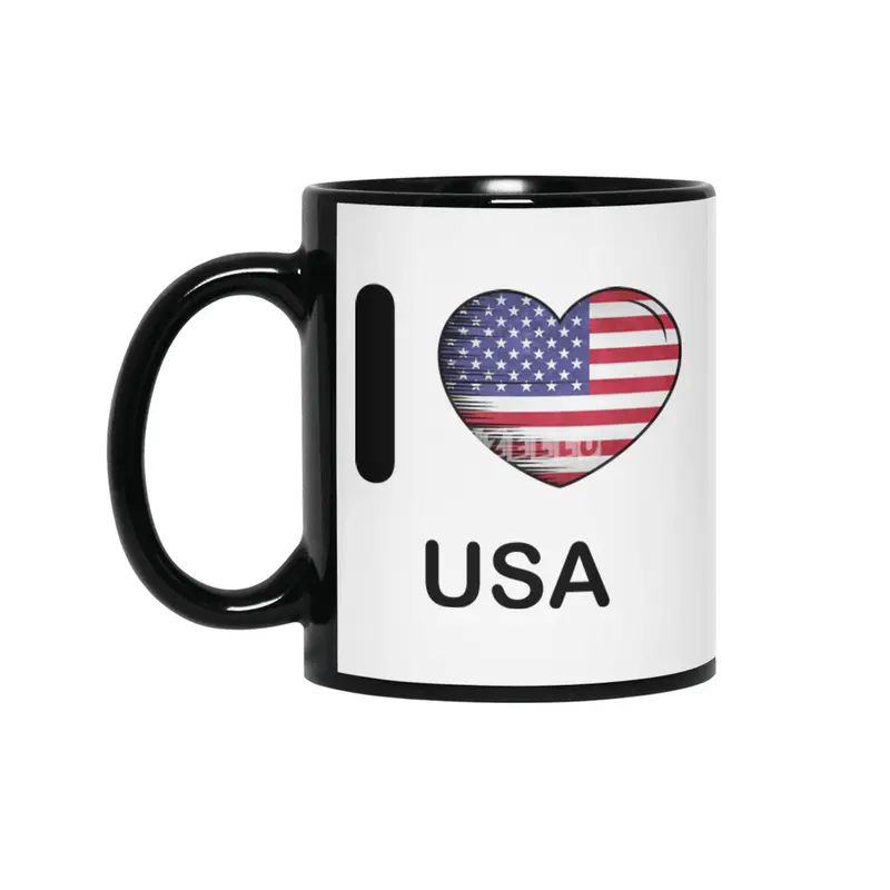 I Love America USA, My Home, My Country Siyah Kupa