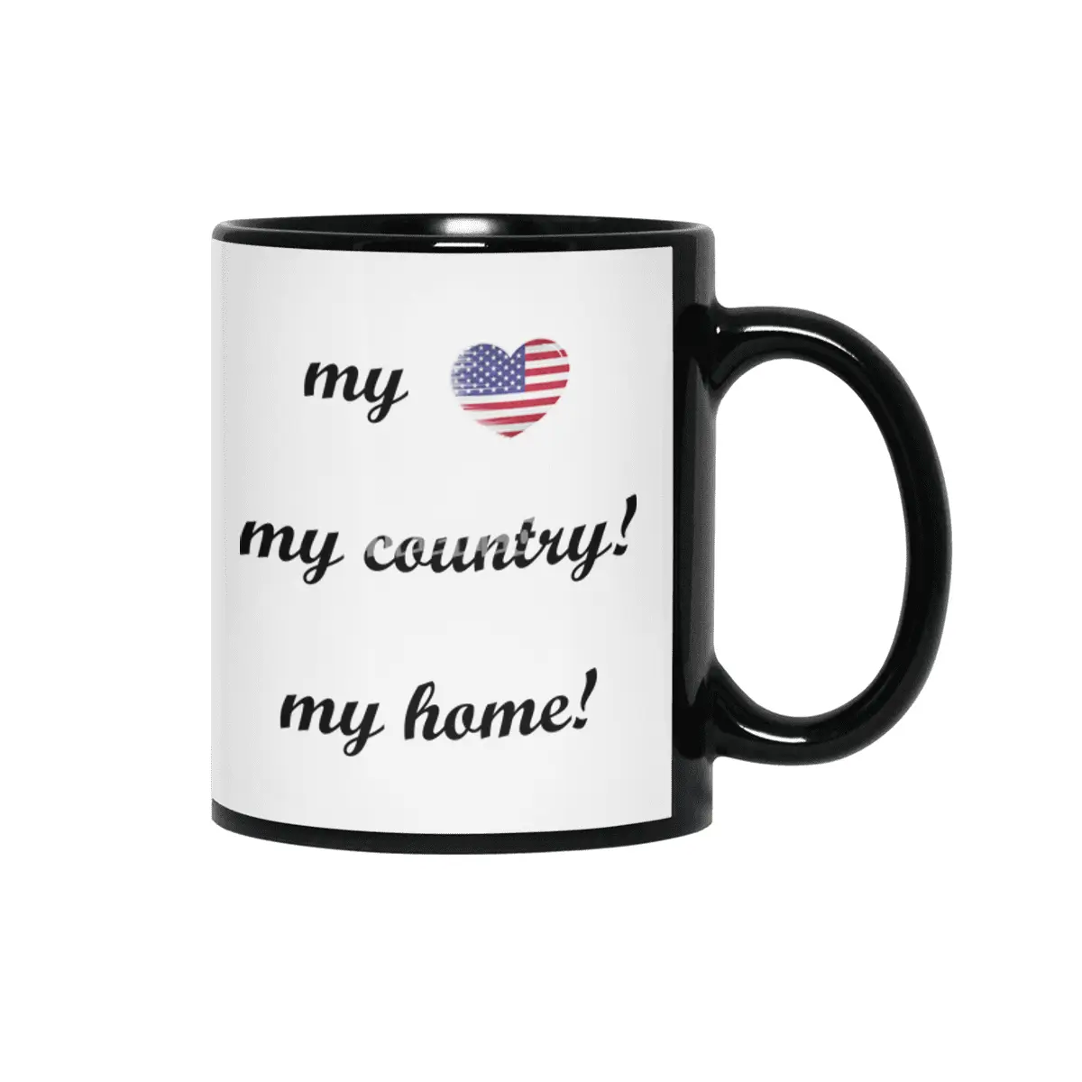 I Love America USA, My Home, My Country Siyah Kupa