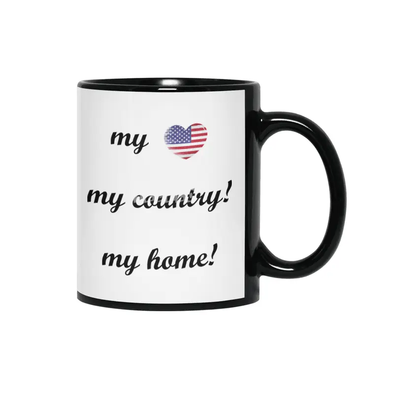 I Love America USA, My Home, My Country Siyah Kupa