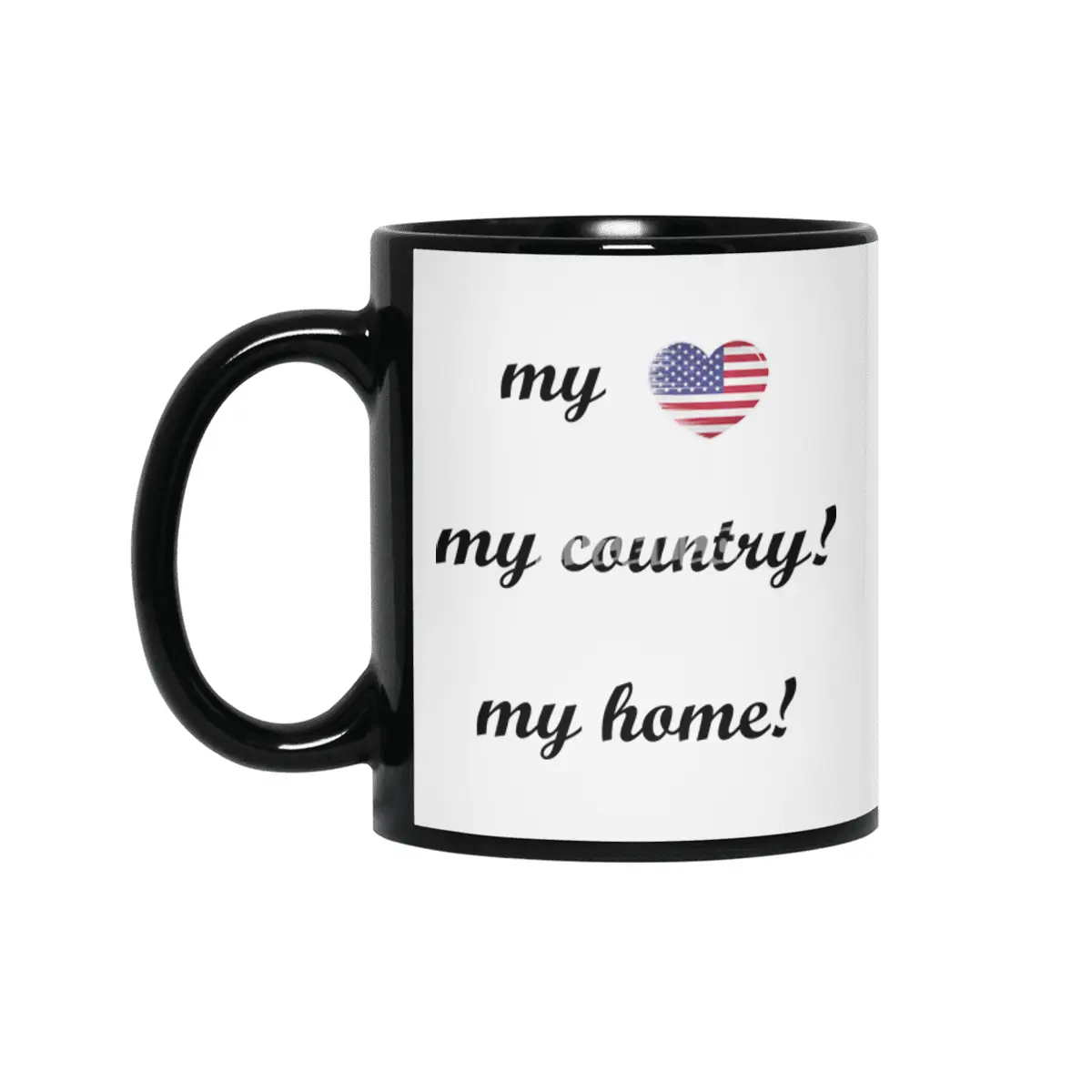 I Love America USA, My Home, My Country Siyah Kupa