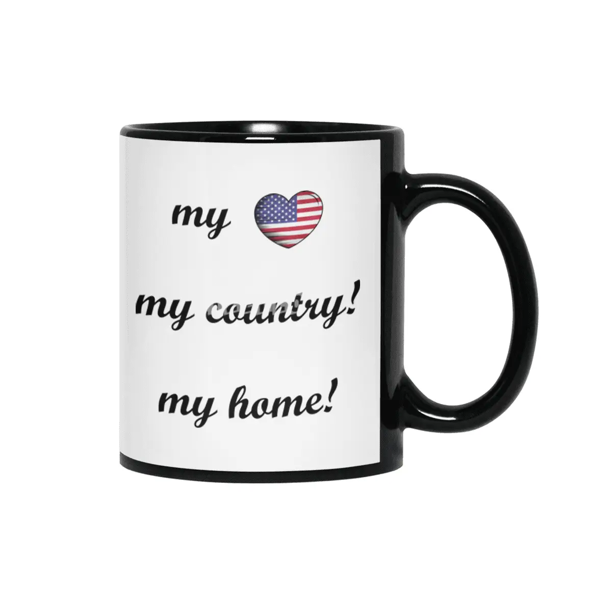 I Love America USA, My Home, My Country Siyah Kupa