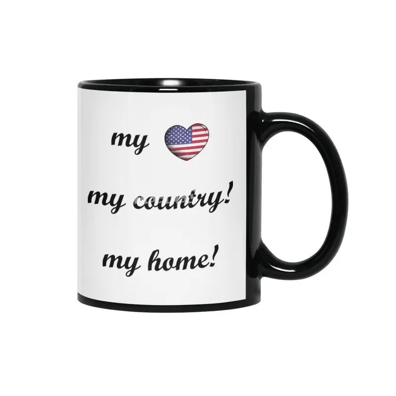 I Love America USA, My Home, My Country Siyah Kupa