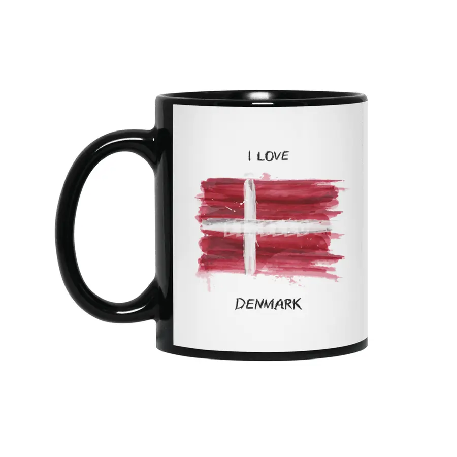I Love Denmark, My Home, My Country Siyah Kupa
