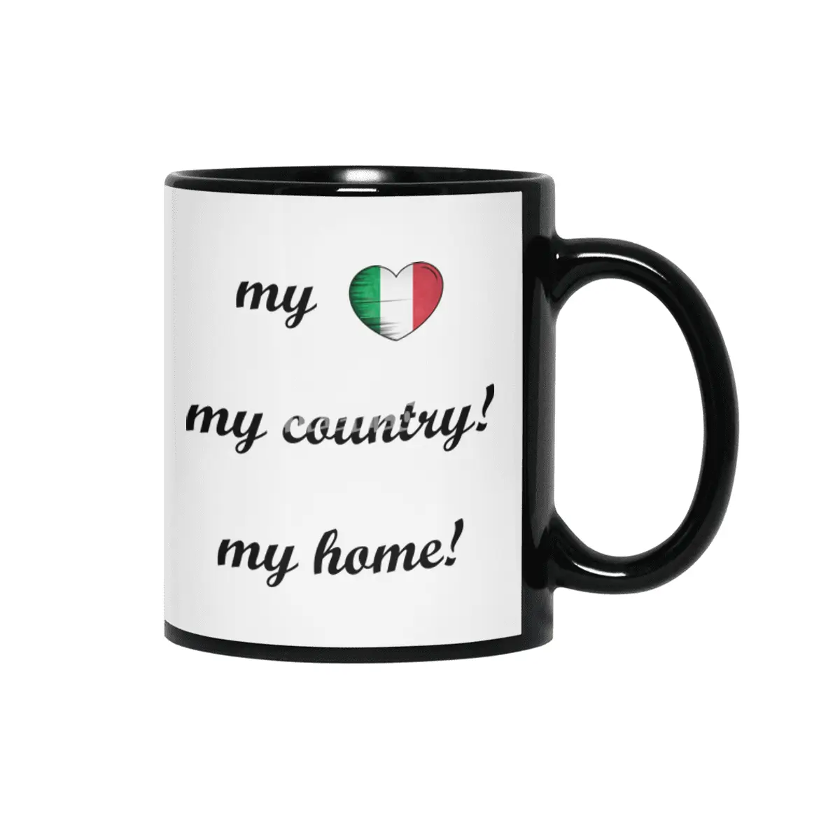 I Love Italy, My Home, My Country Siyah Kupa