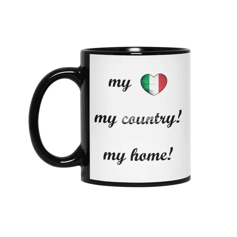 I Love Italy, My Home, My Country Siyah Kupa