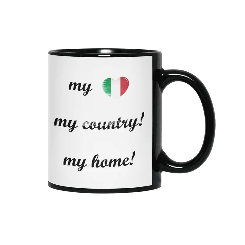 I Love Italy, My Home, My Country Siyah Kupa