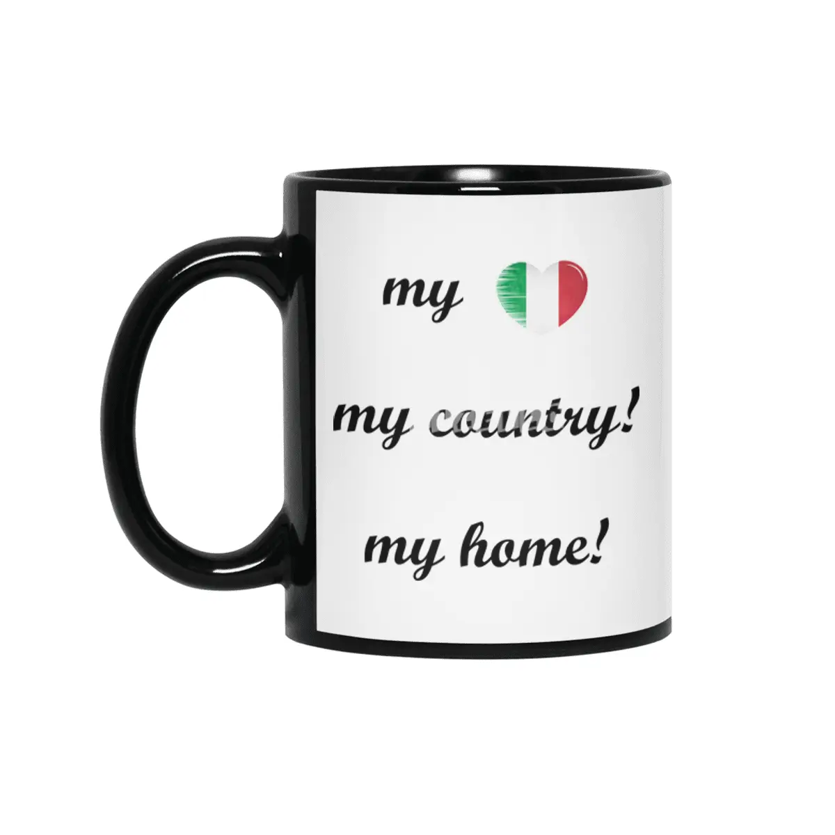 I Love Italy, My Home, My Country Siyah Kupa