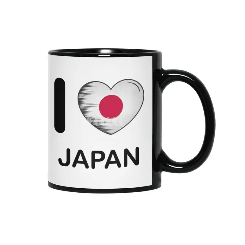 I Love Japan, My Home, My Country Siyah Kupa