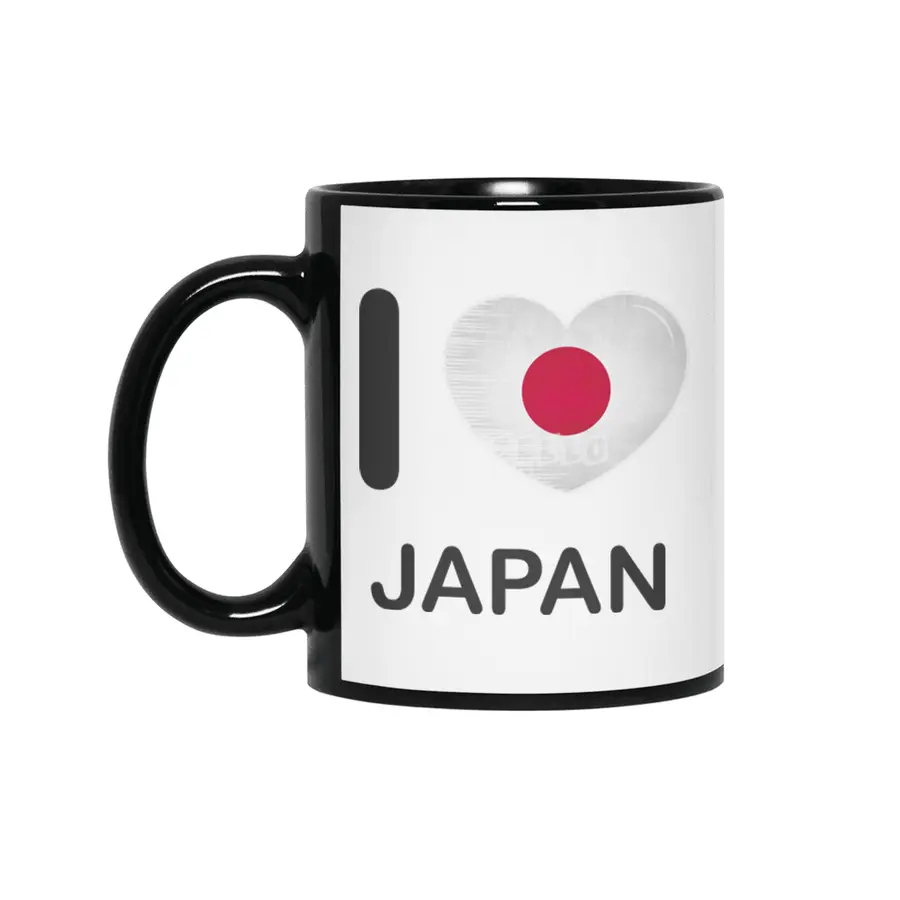 I Love Japan, My Home, My Country Siyah Kupa