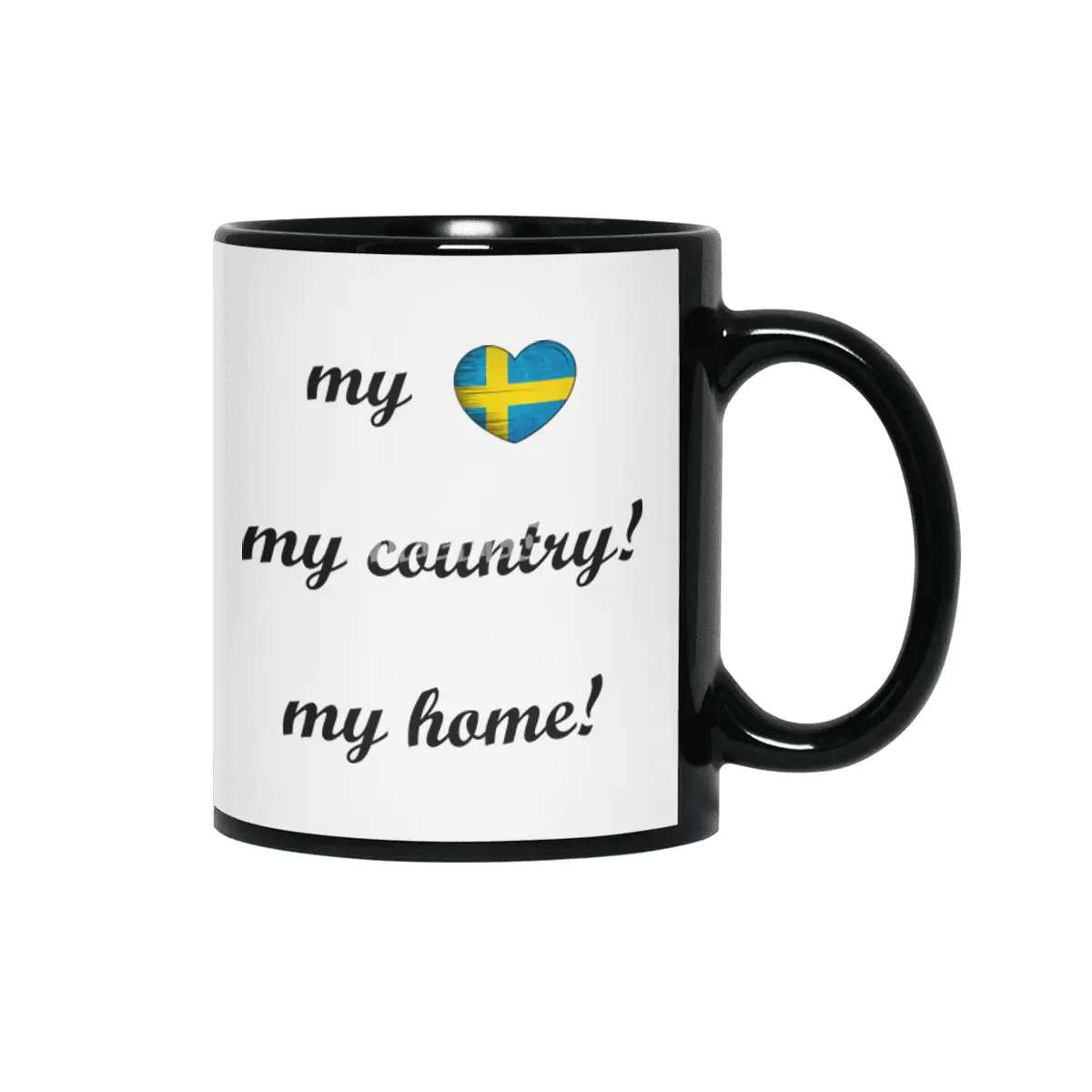 I Love Sweden, My Home, My Country, my Heart Siyah Kupa
