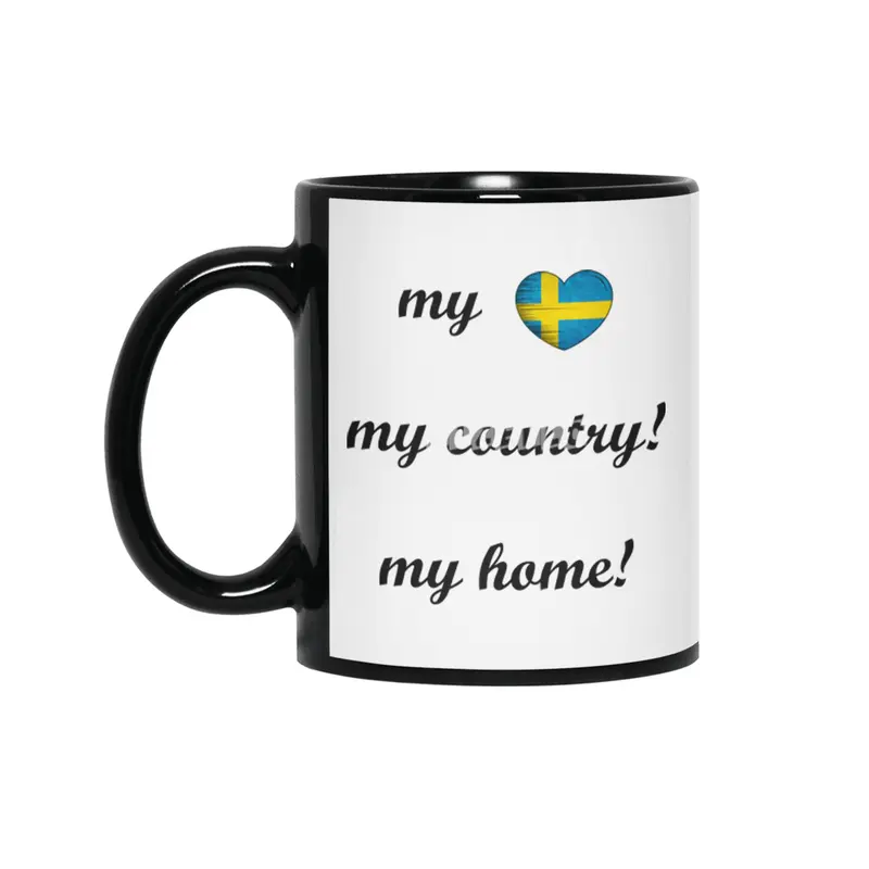 I Love Sweden, My Home, My Country, my Heart Siyah Kupa