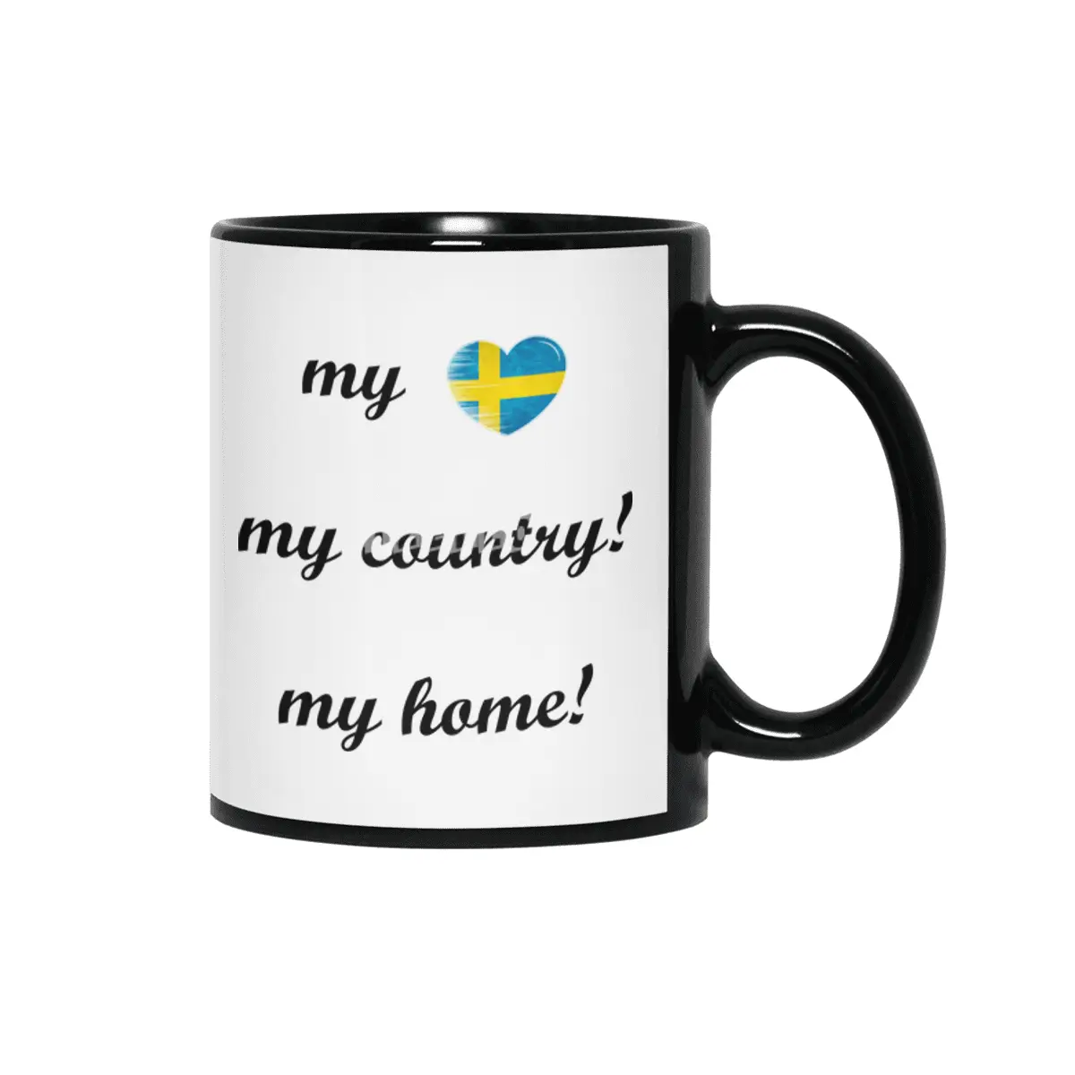 I Love Sweden, My Home, My Country, my Heart Siyah Kupa