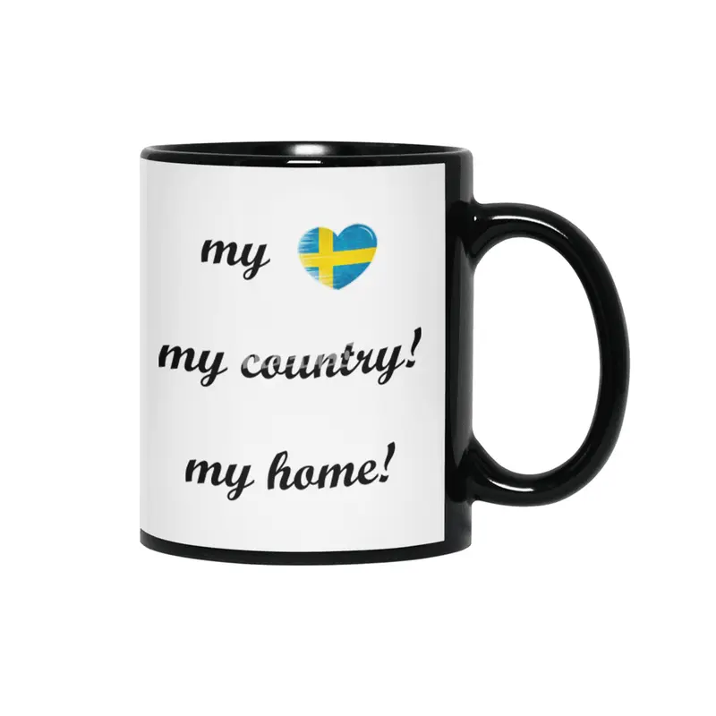 I Love Sweden, My Home, My Country, my Heart Siyah Kupa