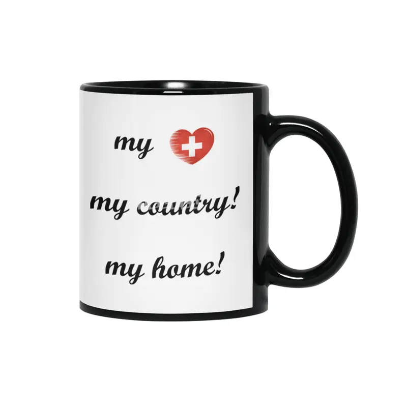 I Love Switzerland, My Home, My Country Siyah Kupa