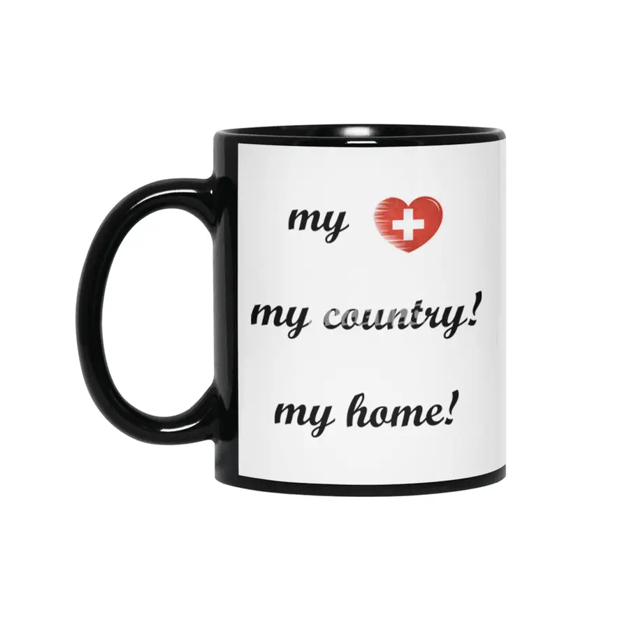 I Love Switzerland, My Home, My Country Siyah Kupa