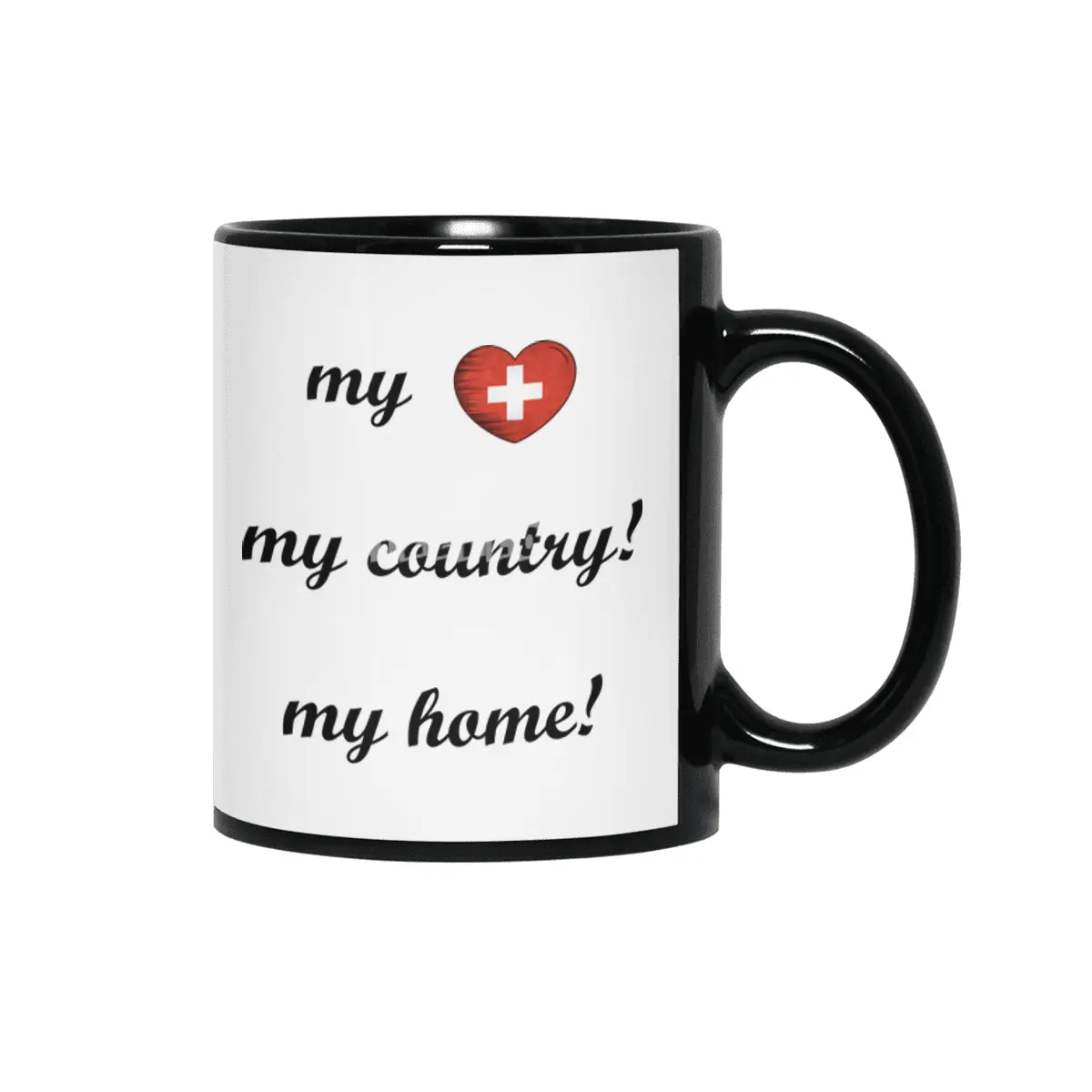 I Love Switzerland, My Home, My Country Siyah Kupa