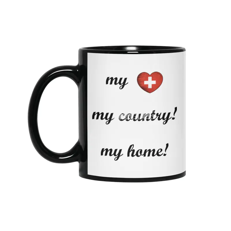 I Love Switzerland, My Home, My Country Siyah Kupa