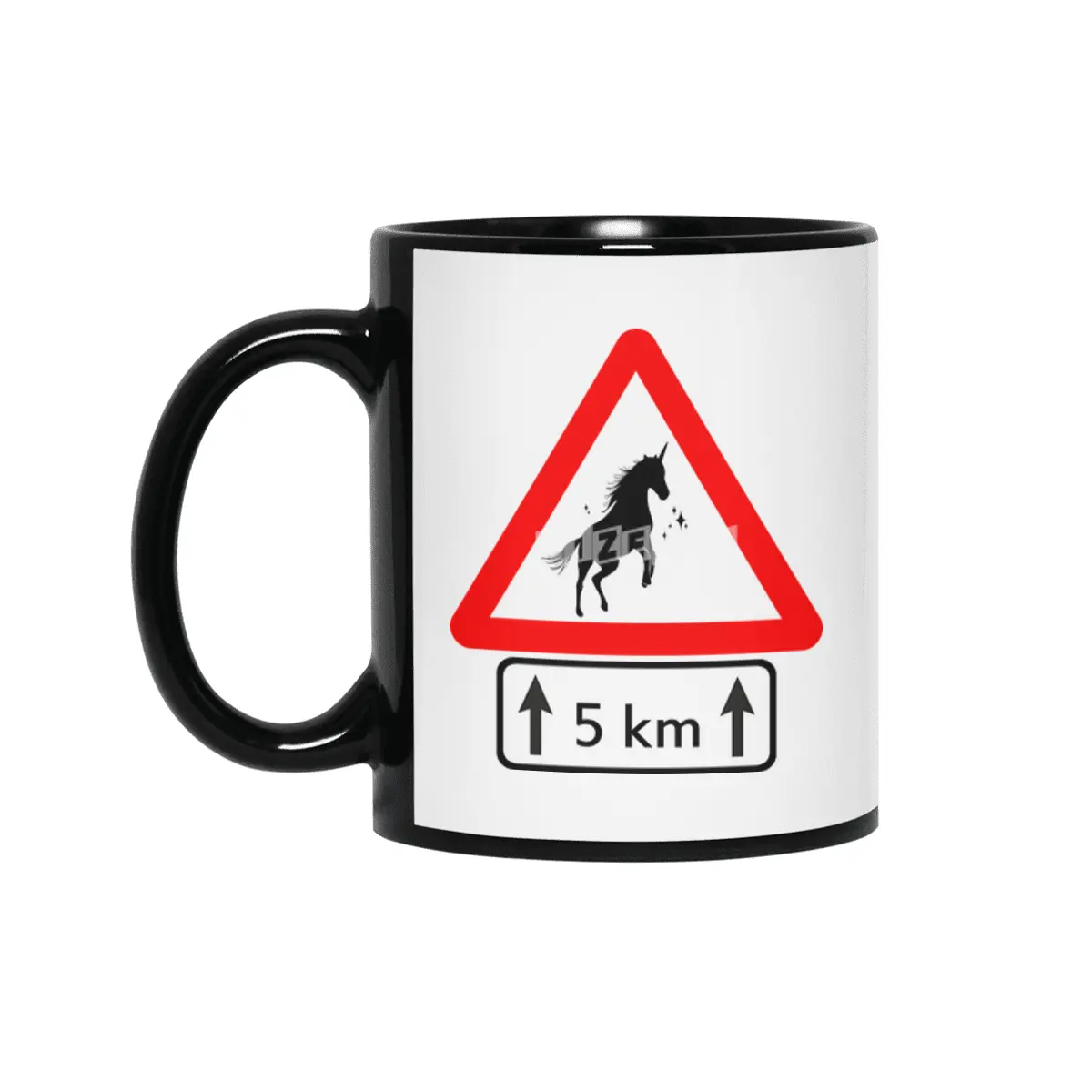 Funny Beautiful Unicorn Road Sign Shirt Siyah Kupa