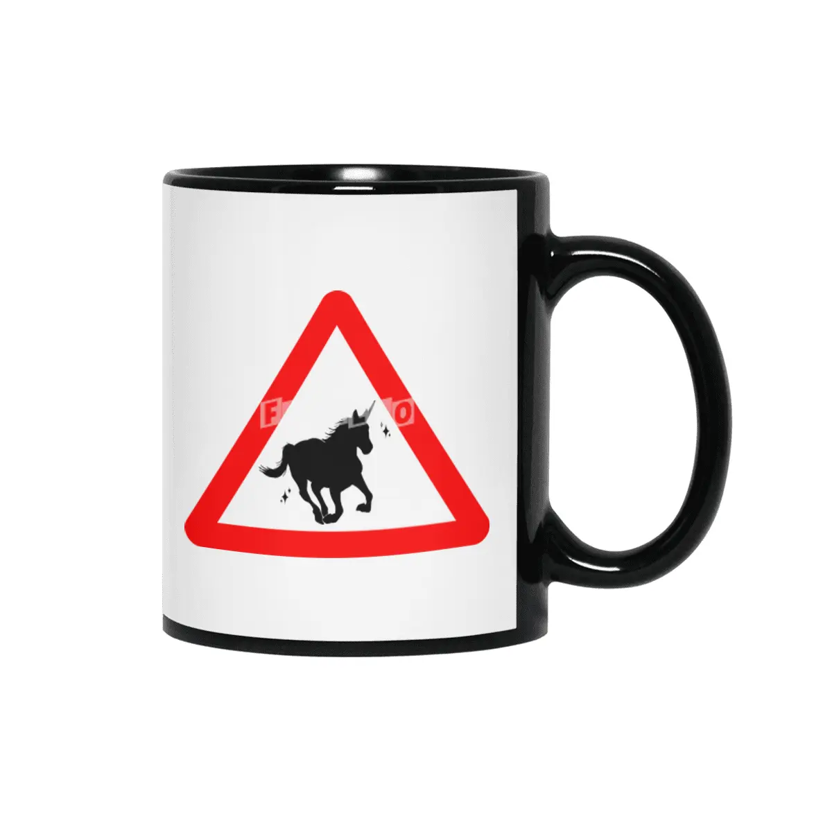 Funny Beautiful Unicorn Road Sign Shirt Siyah Kupa