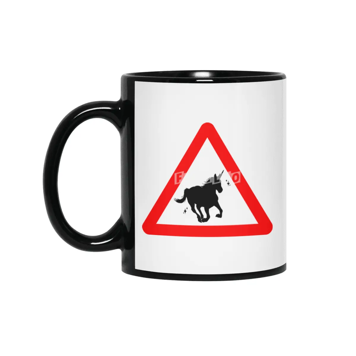 Funny Beautiful Unicorn Road Sign Shirt Siyah Kupa